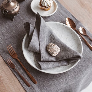 Modern Grey Linen Napkins for Wedding, Holiday, Christmas Dining Table. Natural Linen Cloth Napkin Set of 2, 4, 6 & more. Various Color