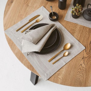 Natural linen Christmas placemats. Modern placemat for holiday, wedding, Thanksgiving dining. Rustic place mats for dinner. Set of 2