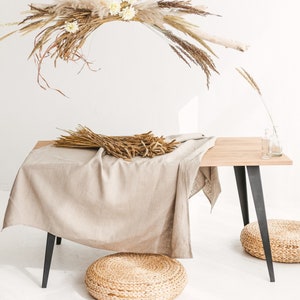Natural linen tablecloth for Christmas, Thanksgiving. Wedding, holiday, rustic large table cloth. New home, hosting, fall gift. Custom size