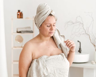 Ensemble de serviettes de bain gaufrées en lin naturel pour les mains, le visage, la plage et les voyages. Serviette pour cadeau de nouvelle maison. Léger, absorbant rapidement, sèche. Différentes tailles