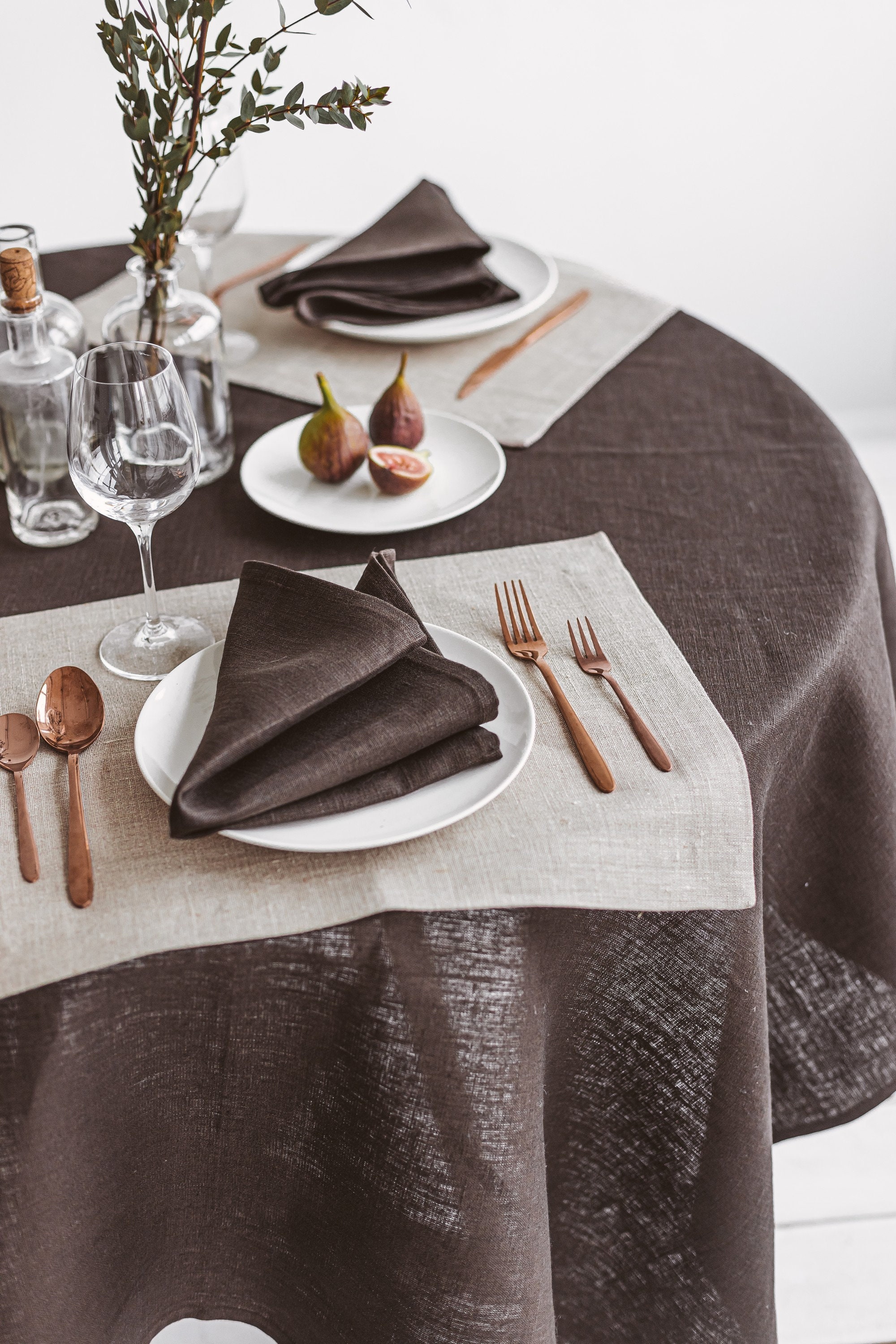Dark Brown Linen Napkins for Christmas Dinner Table. Farmhouse Etsy