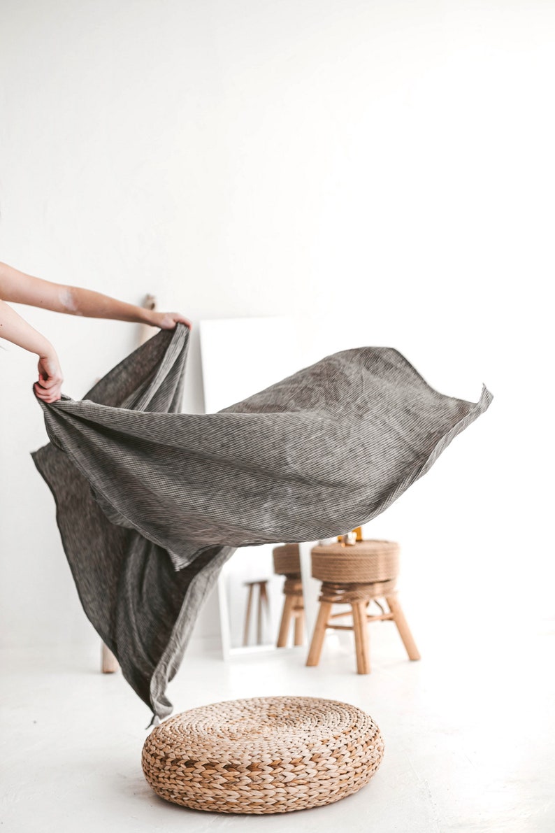 Natural Linen Black Waffle Bath Towel. Large Black Linen Hand - Etsy