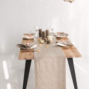 Thing Stories natural linen table runner – perfect for elegant yet simple tablescapes at a rustic wedding, Christmas dinner, or Thanksgiving celebration. This eco-friendly runner also suits birthday parties and Mother's Day events, adding charm to any seasonal or holiday setting.