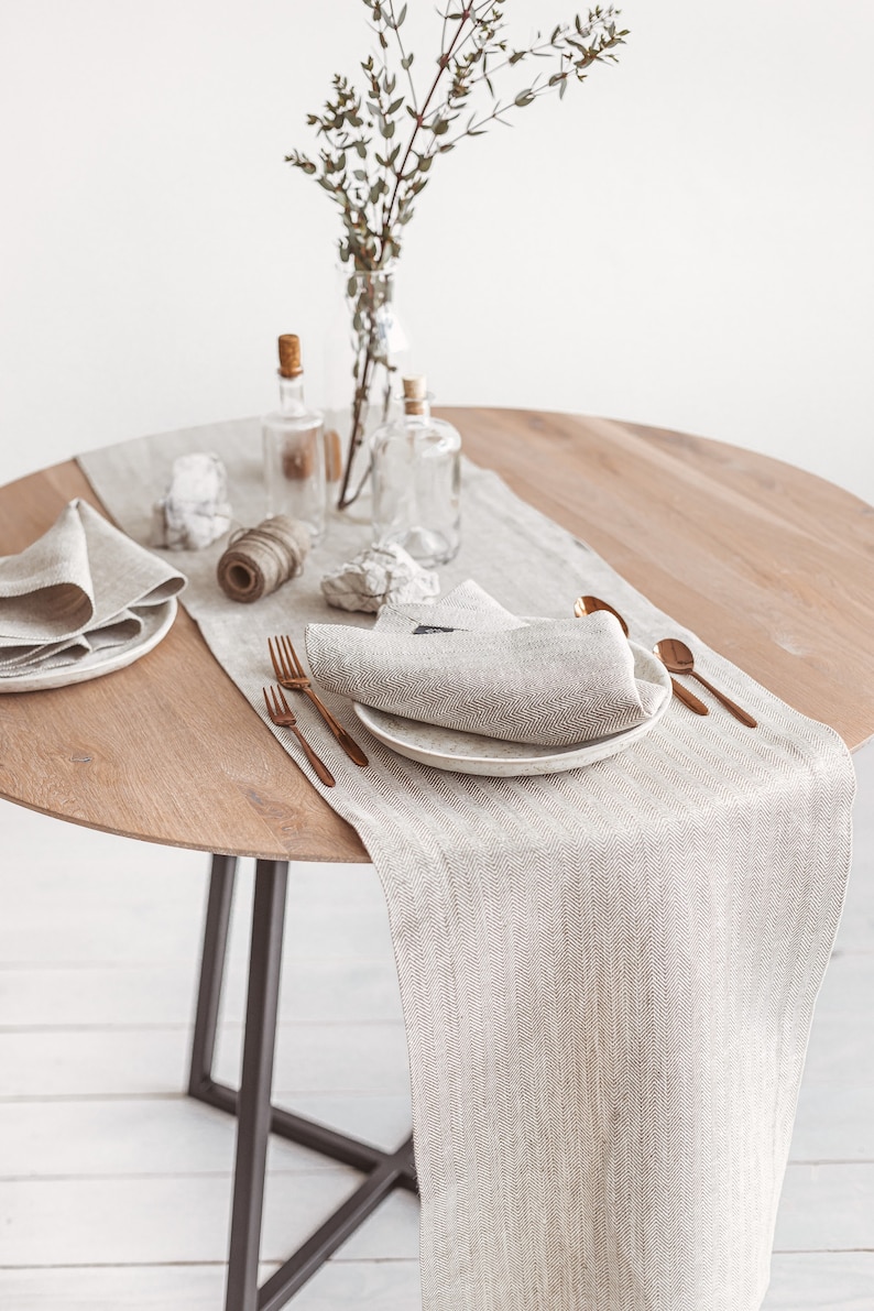 White modern linen table runner. Rustic wedding long table runner for holiday, Christmas, new home or farmhouse. Various color, custom size