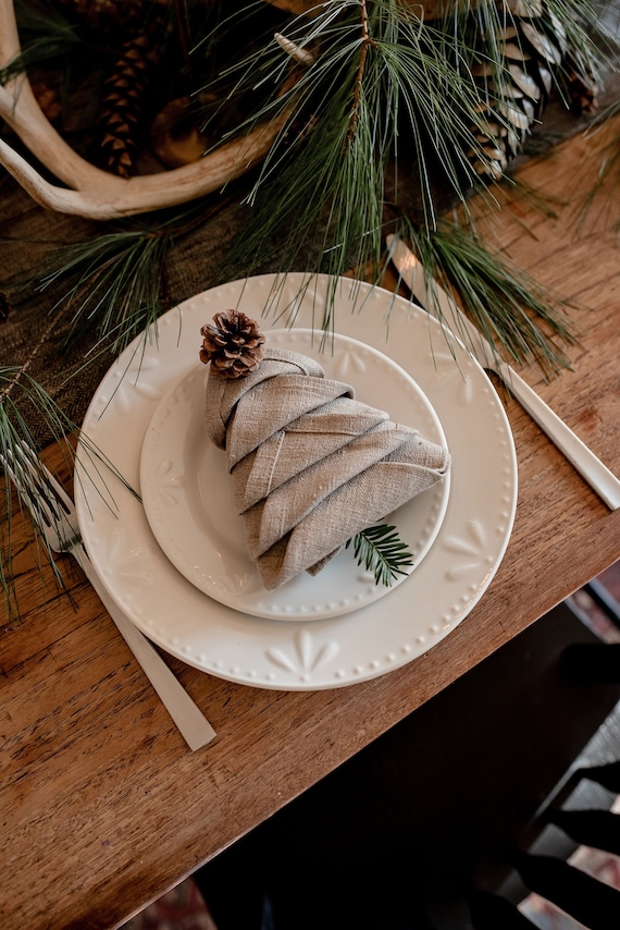 Serviettes en lin naturel pour les vacances, table à manger de Noël.  Serviettes en tissu pour mariage. Ensemble de serviettes de ferme de 2, 4,  6 etc, différentes couleurs -  France