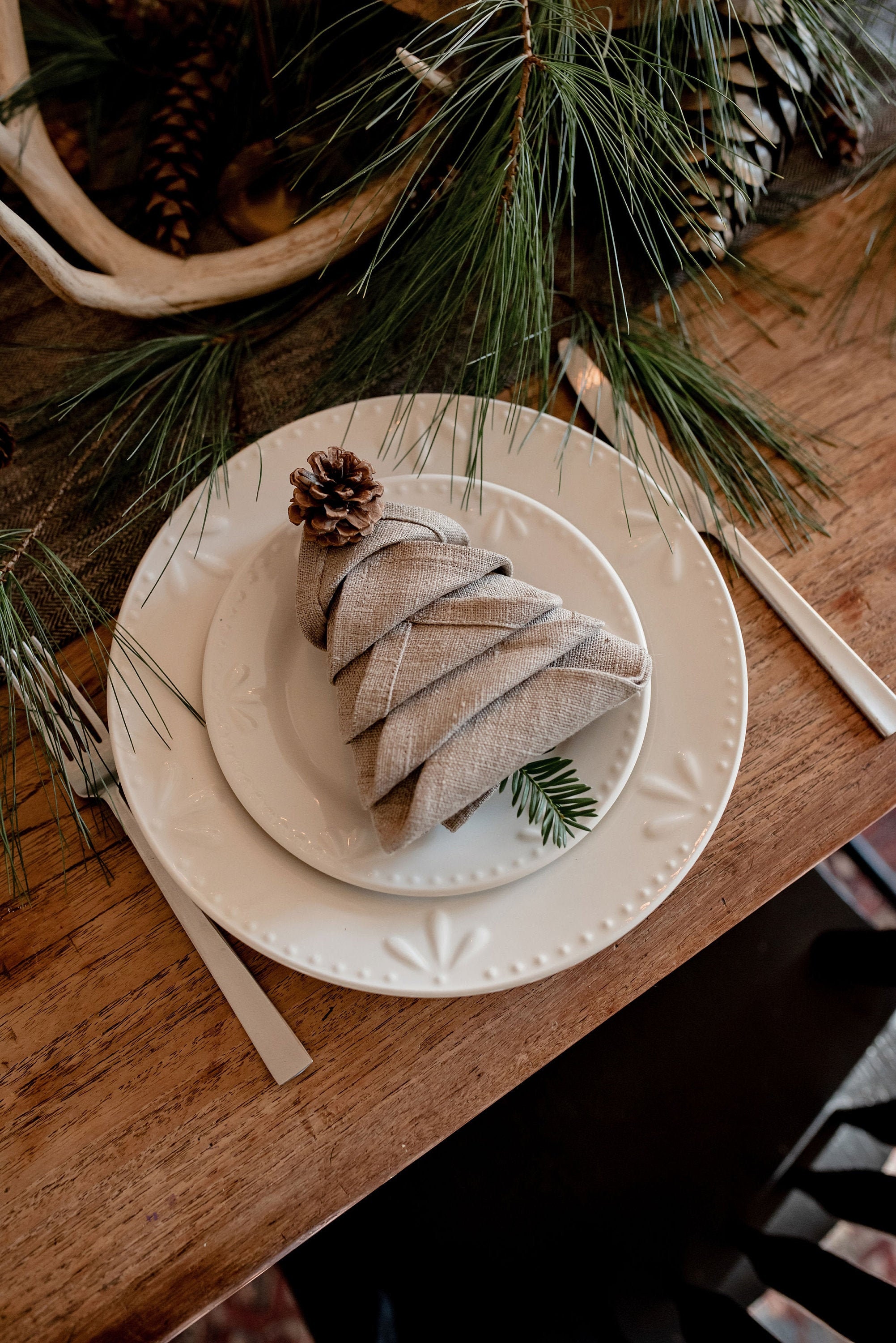 Natural Linen Napkins for Holiday, Christmas Dining Table. Cloth Napkins  for Wedding. Farmhouse Napkin Set of 2, 4, 6 Etc, Various Color 