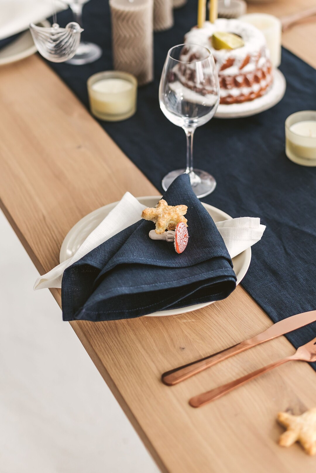 Dark Blue Linen Napkins for Christmas Holiday Table. Natural Etsy