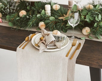 Light grey linen placemats for Christmas, holiday table decor. Rustic natural linen dining placemat set. Place mats in various colors