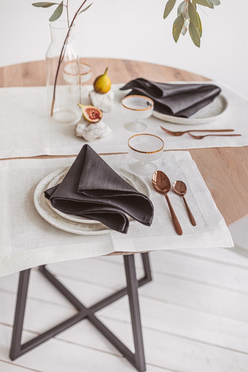 Serviettes en lin noir pour la ferme, le jour de Thanksgiving, la décoration de table de vacances. Linge de table de mariage Serviettes en tissu en pcs., Différentes couleurs, Tailles image 7