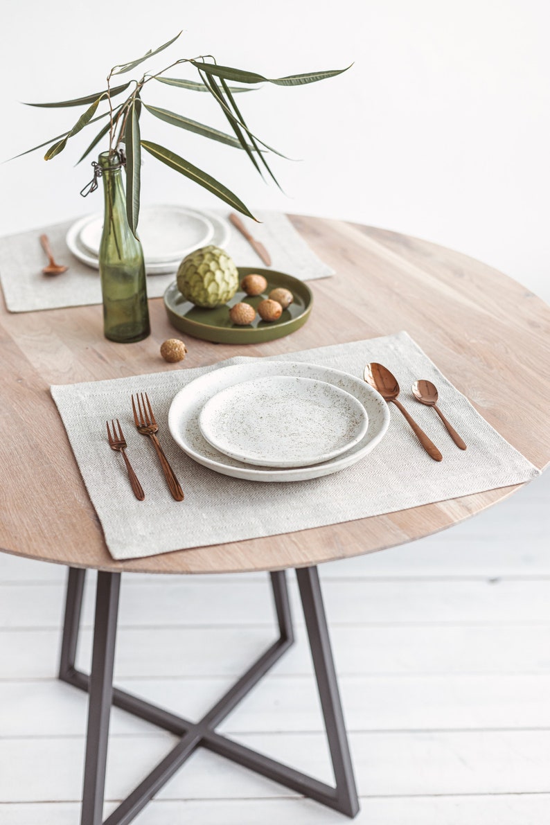 Modern White Linen Placemats for Farmhouse Table Decor. Rustic Etsy UK