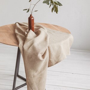 Natural linen wedding tablecloth. Round, oval holiday, Thanksgiving table cloth. Boho, vegan dining grey tablecloth. Various color, sizes image 8