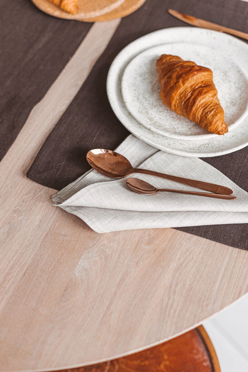 Brown Linen Dining Table Placemats. Natural Linen Placemat Set Etsy