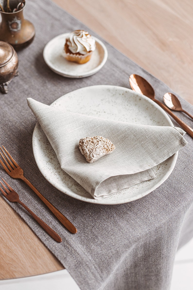 Light Grey Linen Napkins for Farmhouse Holidays or Wedding. Etsy