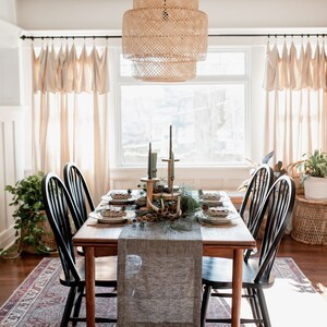 Modern black table runner for Christmas, Thanksgiving day. Natural linen long table runner for rustic or fall holiday, wedding, farmhouse image 2