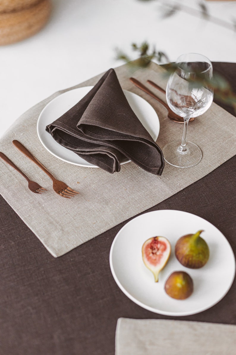 Dark Brown Linen Napkins. Thick Linen Cloth Dinner Napkins for Etsy