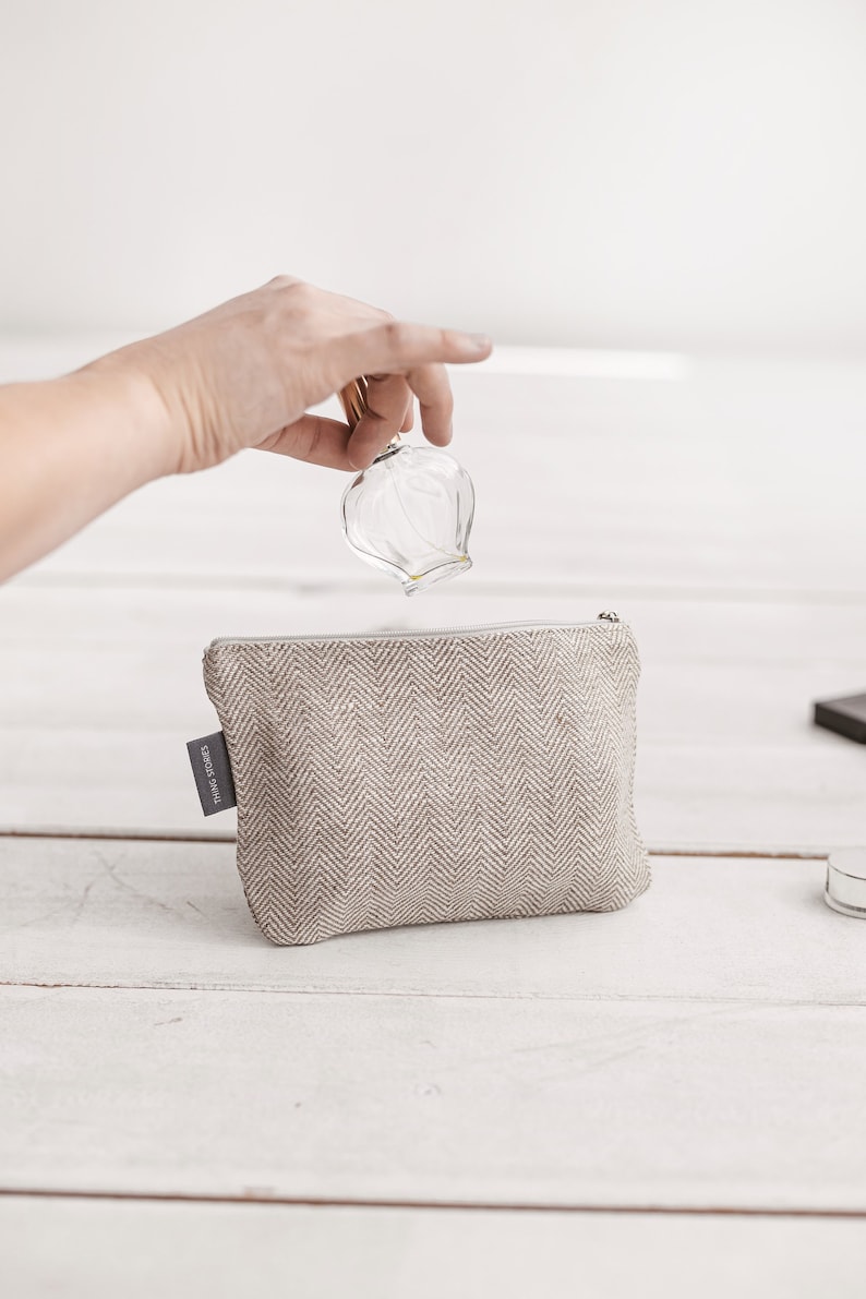 Small Black Linen Makeup Bag for Travel. Eco Friendly Case Bag Etsy