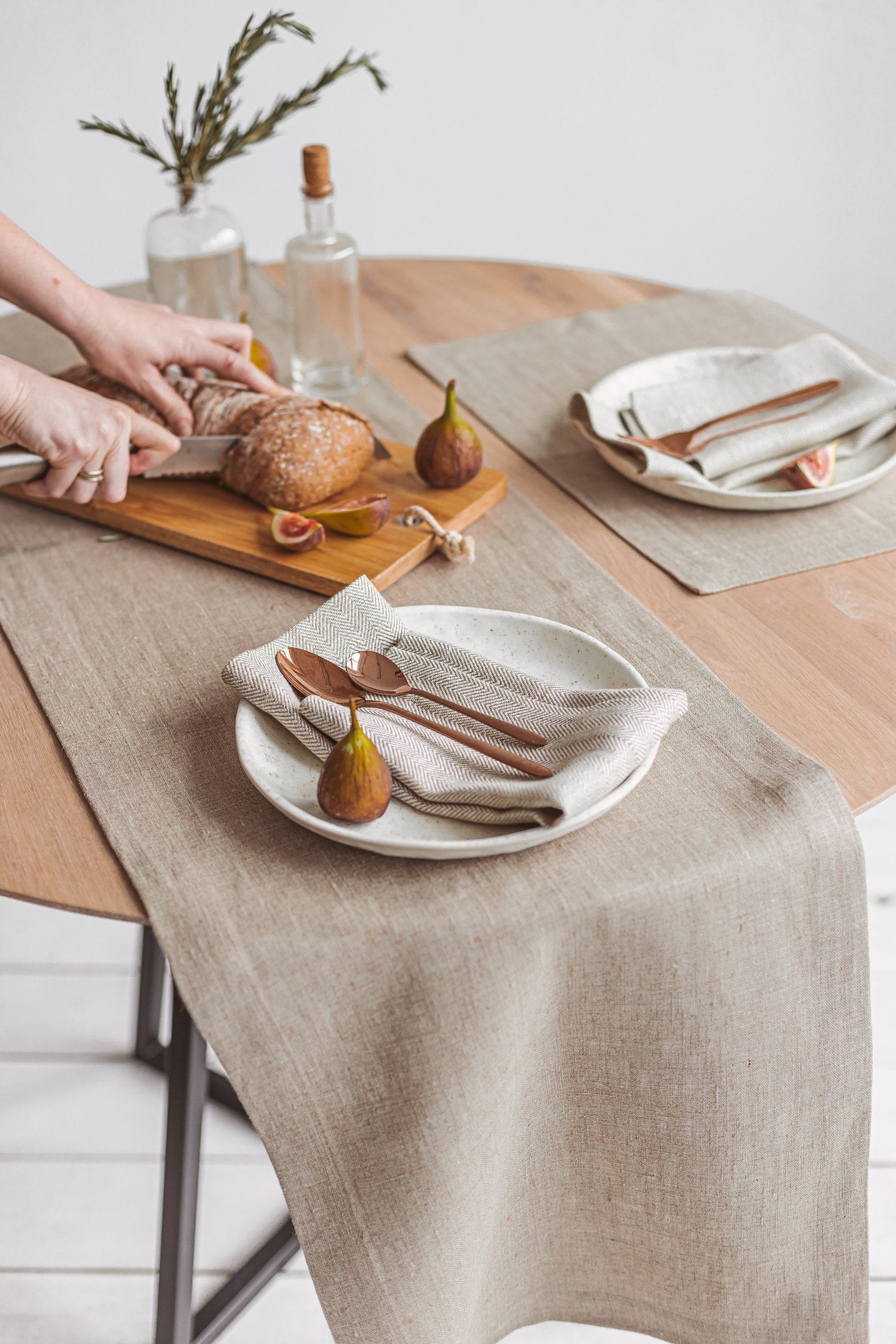 Natural Linen Table Runner. Grey Linen Table Runners for Etsy
