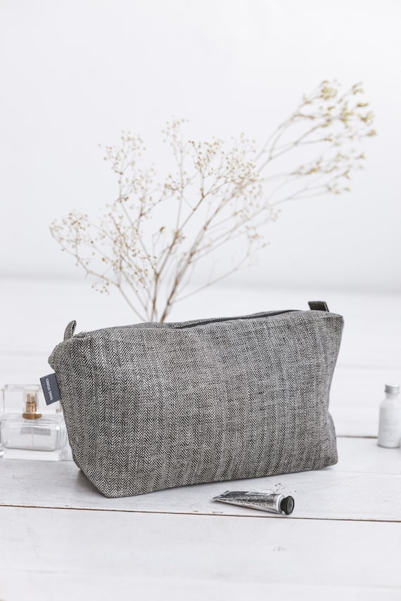 Black large cosmetic bag for travel. Toiletry bag for men women