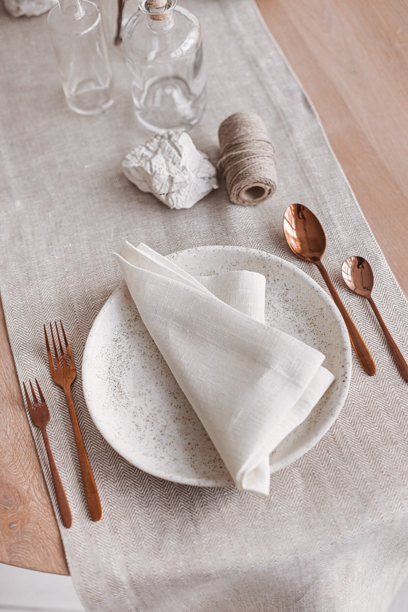 White Modern Linen Table Runner. Rustic Wedding Long Table Etsy