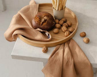 Almond brown towel: linen tea towel set, fingertip towels, linen dishcloth. Natural linen kitchen towels, farmhouse dish towel, washcloths