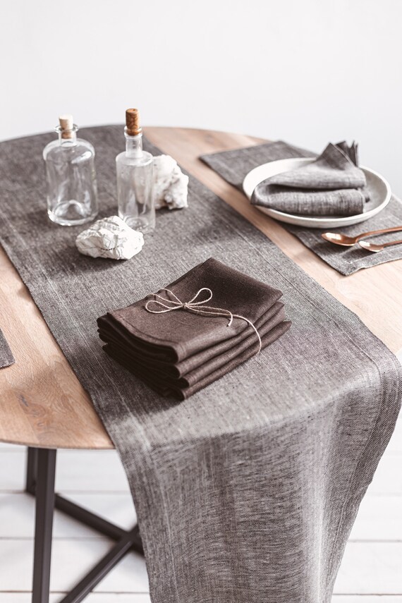 Dark Brown Linen Placemats Set For Dinner Table Rustic Etsy