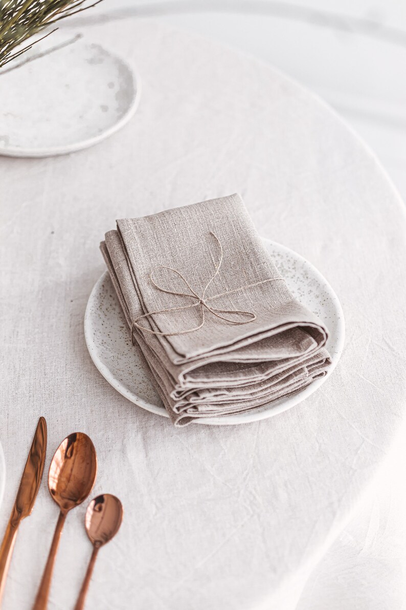 Natural linen napkins set for wedding. Cloth napkins for Christmas, Thanksgiving day. Set of 2, 4, 6 etc. Various color image 8