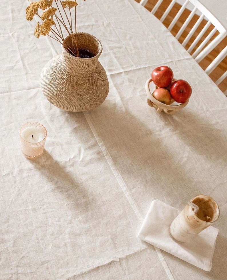 Linen tablecloth seam in the middle for wider tablecloths than 57"/ 145 cm