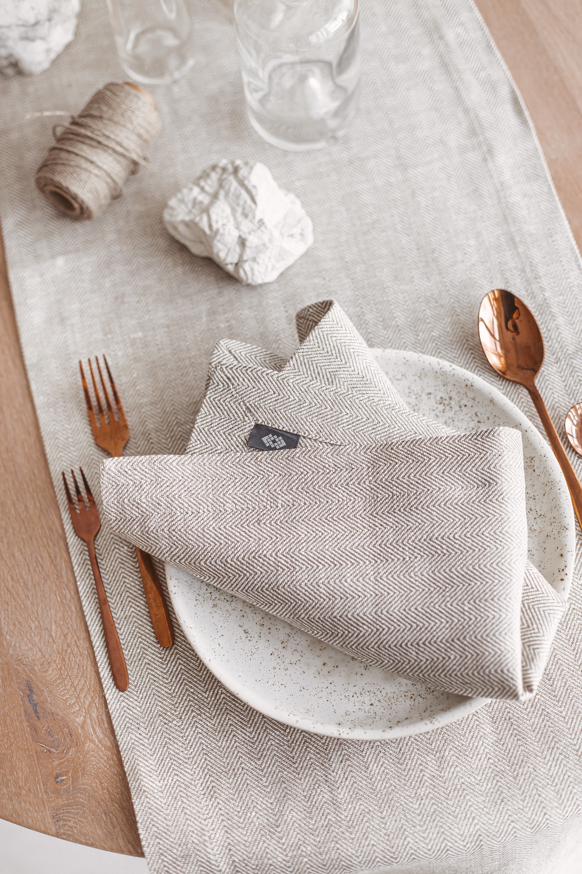 White Linen Placemats Set for Christmas Table Decor. Modern Etsy