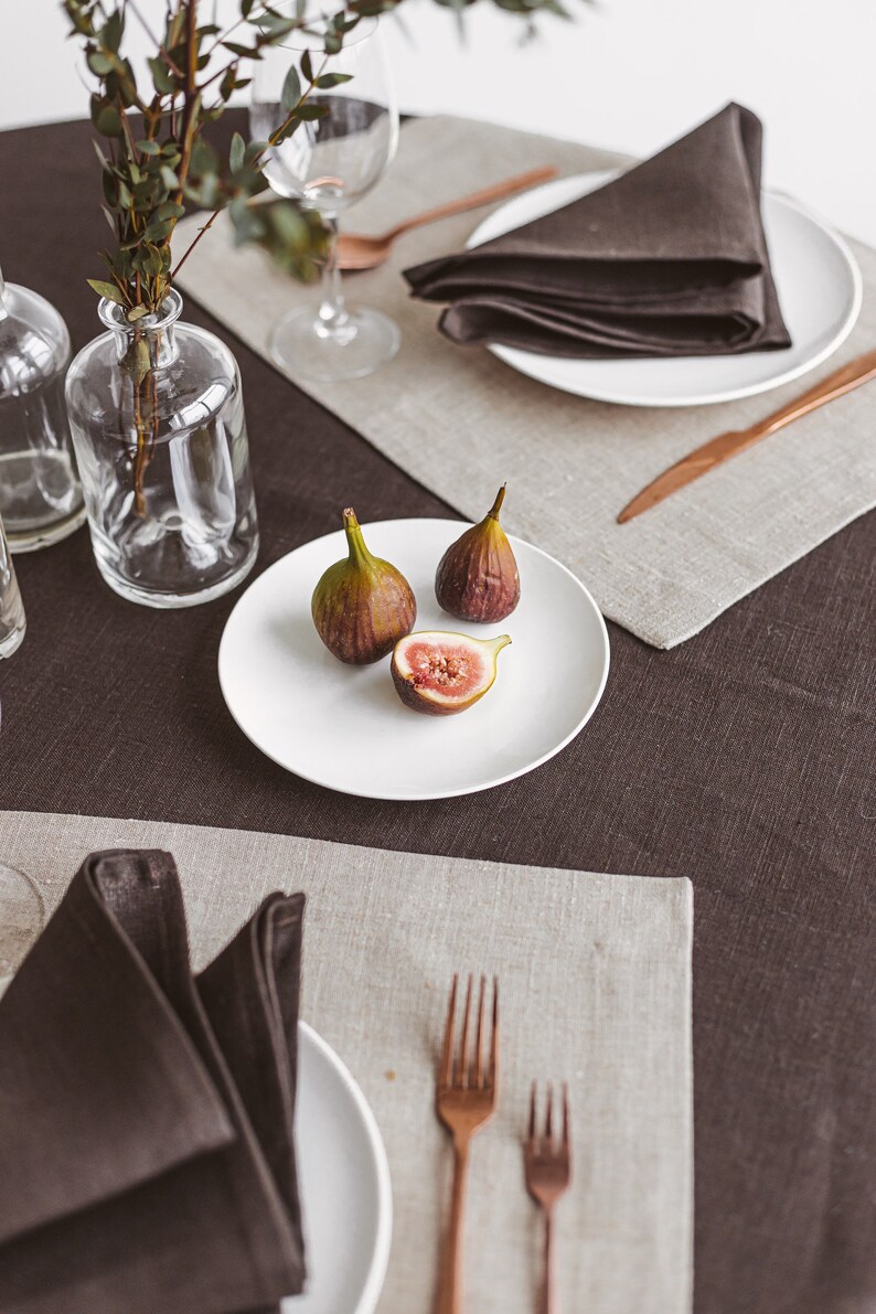 Dark Brown Linen Napkins. Thick Linen Cloth Dinner Napkins for Etsy