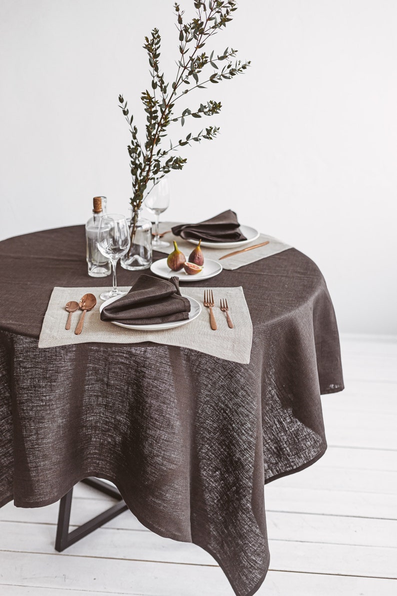 Dark Brown Linen Napkins. Thick Linen Cloth Dinner Napkins for Etsy