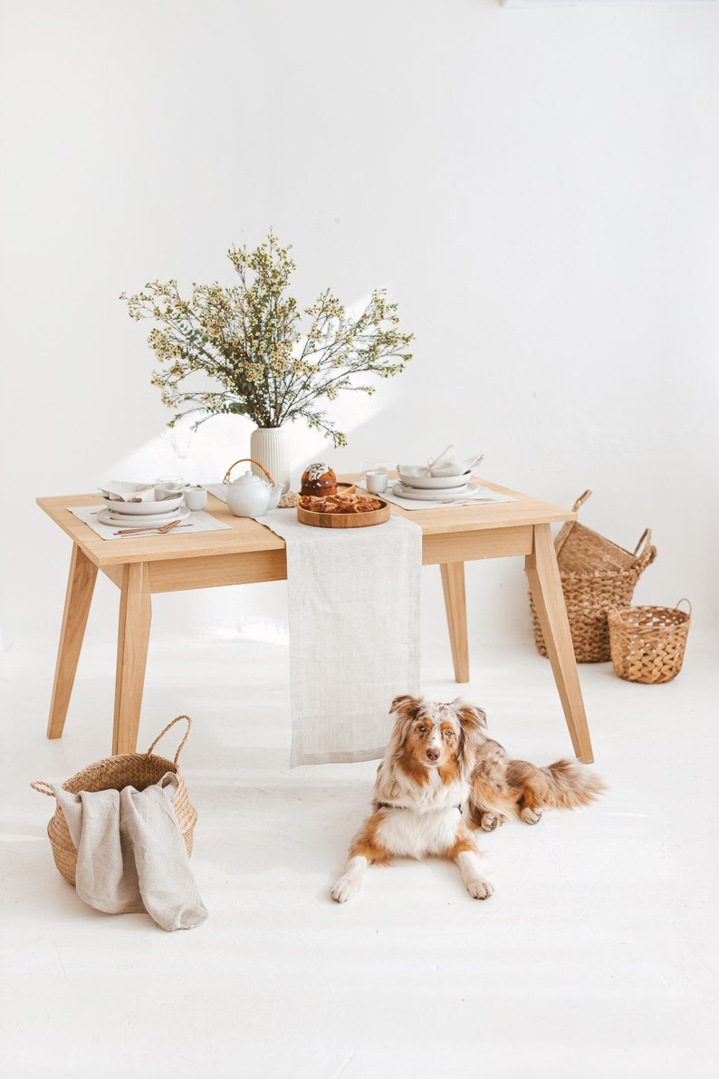 Modern white linen napkins for wedding, holiday, Christmas dining table. Natural linen cloth napkin set of 2, 4, 6 & more. Various color image 4