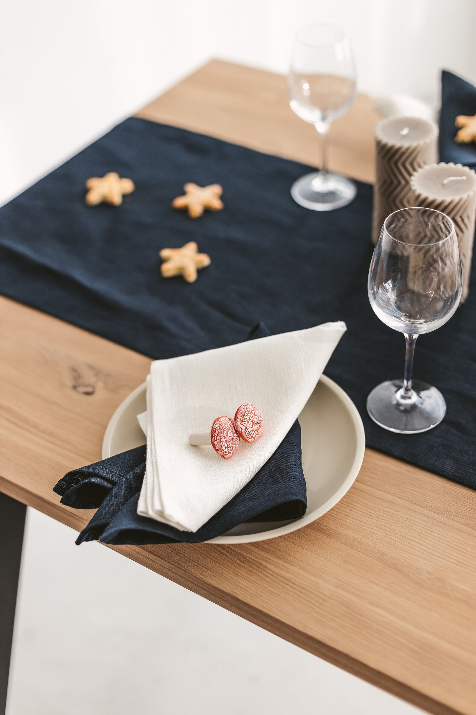 Navy Blue Modern Linen Table Runner for Christmas Dining Table Etsy