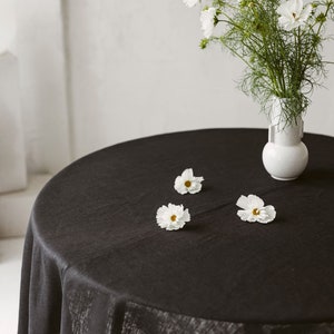 Black linen tablecloth for modern wedding, farmhouse, holiday. Natural linen round, square, rectangle table cloth for new home table decor image 9