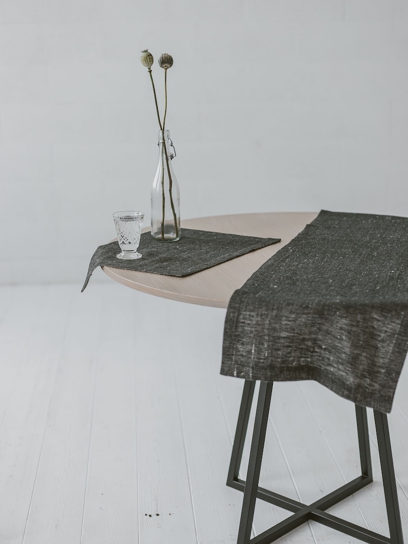 Scandinavian Linen Table Runner Long Rustic Table Runner Linen Table Runner Handmade Table Runner Black Wedding Table Runner Runners