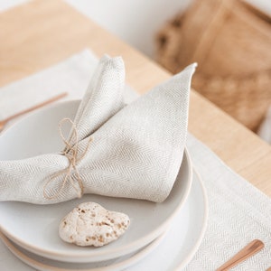 Modern white linen napkins for wedding, holiday, Christmas dining table. Natural linen cloth napkin set of 2, 4, 6 & more. Various color image 6