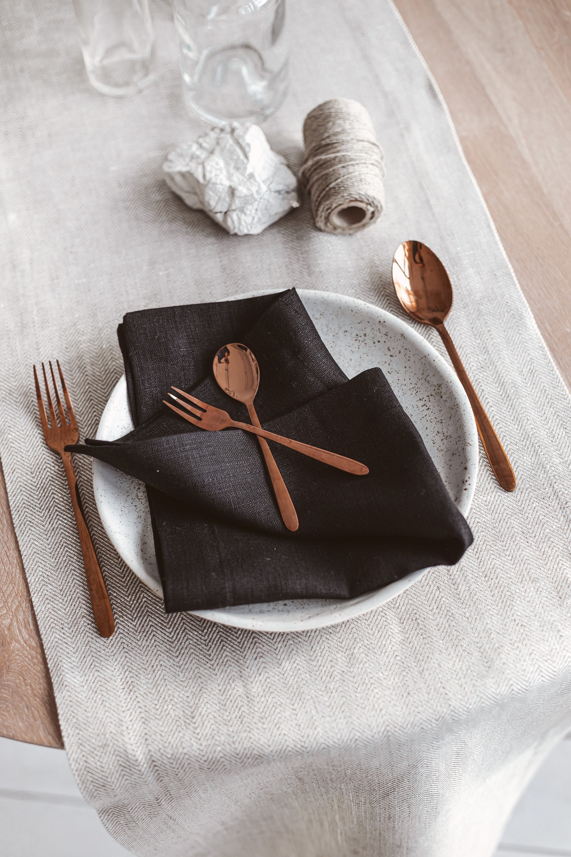 Black Linen Napkins, Cloth Napkins Bulk, Black Table Decor