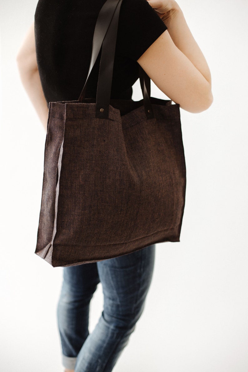Large Tote Bag for Women Leather Handles Tote Bag Tote Bag Etsy