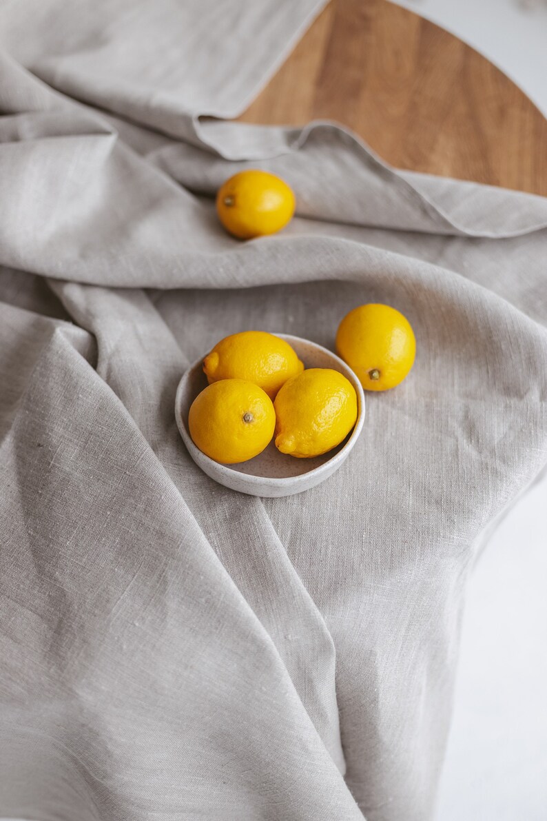 Natural linen wedding tablecloth. Round, oval holiday, Thanksgiving table cloth. Boho, vegan dining grey tablecloth. Various color, sizes image 3