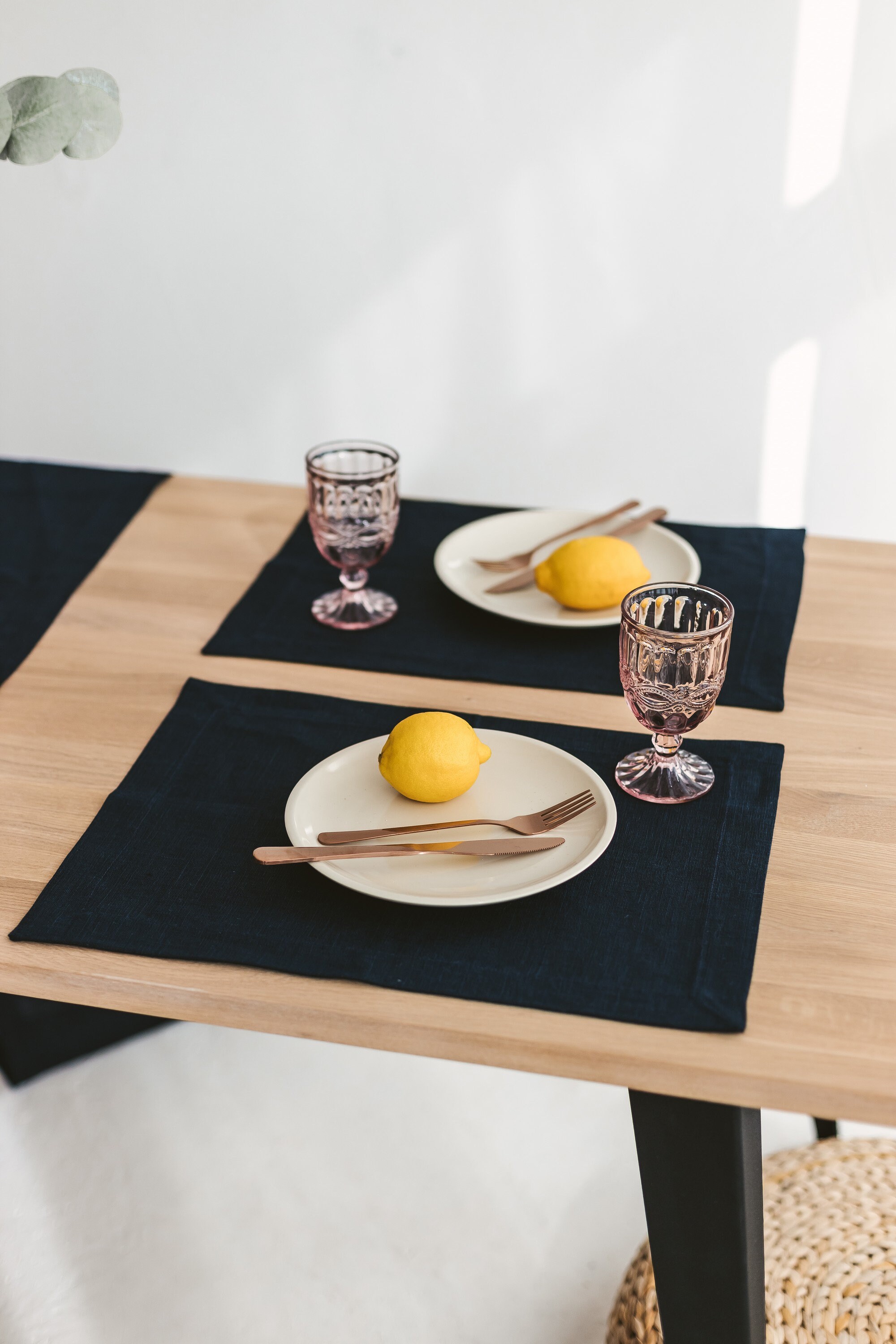 Dark Blue Linen Dining Placemats. Modern Wedding Table Place | Etsy
