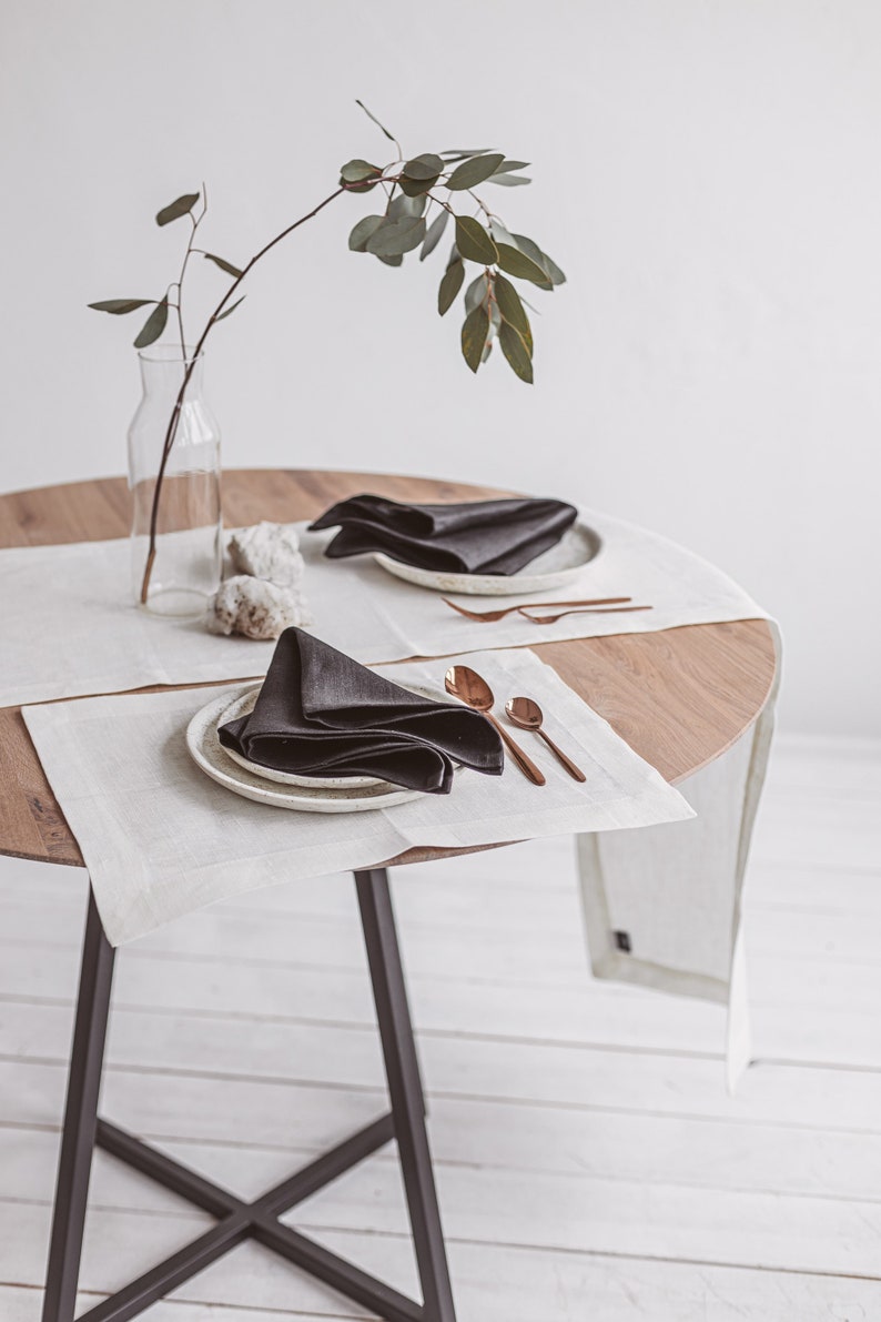 Serviettes en lin noir pour la ferme, le jour de Thanksgiving, la décoration de table de vacances. Linge de table de mariage Serviettes en tissu en pcs., Différentes couleurs, Tailles image 8