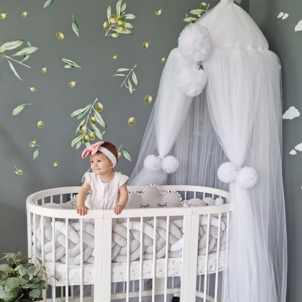 White bed canopy, Hanging Ceiling canopy, baldachin play Princess girls canopy curtains,  Princess Tent, Baby shower gift, Baby room decor,