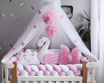 Crib Canopy, nursery canopy with butterflies with holder (NO pillows or bumpers)