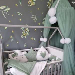 Phistachio bed canopy, Hanging Ceiling baldachine play Princess girls curtains Princess Tent, Baby shower gift Baby room decor sage green