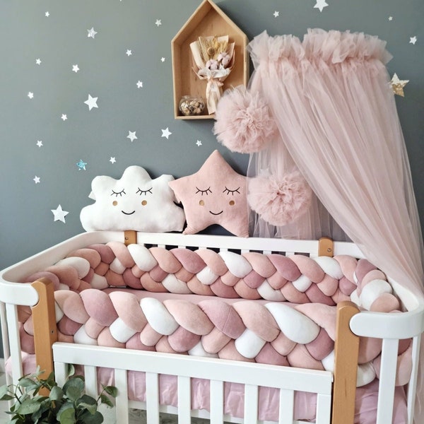 Auvent de lit rose blush clair, auvent de plafond suspendu, salle de jeux à baldaquin, rideaux à baldaquin princesse pour filles, décor de chambre de bébé tente de berceau princesse