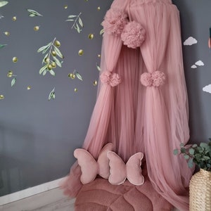 Blush Princess canopy bed curtains, Baby baldachine, Hanging Ceiling crib canopy, play tent boys, Nursery decor pink, girls baby room decor
