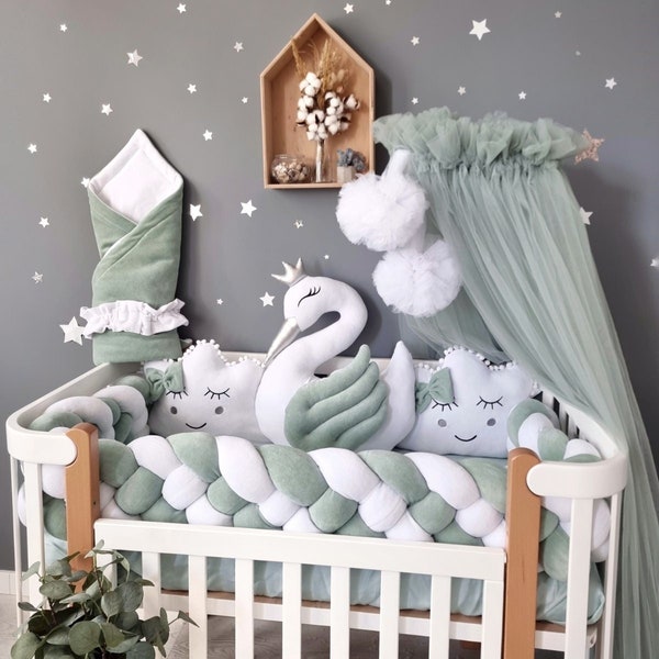 Sage Auvent de lit vert, Baldaquin de plafond suspendu jeu Princesse filles rideaux à baldaquin Princesse Tente, Cadeau de douche de bébé Décor de chambre de bébé