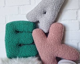 Boucle alphabet pillow, custom letter, personalized kids pillow, Initial Letter cushion, nursery monogram decorative, Baby shower gift