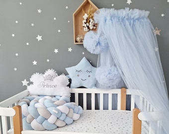 Blue bed canopy ONLY, Hanging Ceiling canopy baldachine play Princess girls canopy curtains Princess Tent, Baby shower gift Baby room decor