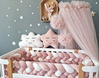 Auvent de lit rose blush clair, auvent de plafond suspendu, salle de jeux à baldaquin, rideaux à baldaquin princesse pour filles, décor de chambre de bébé tente de berceau princesse