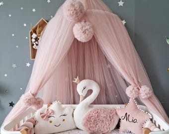 Bed Canopy. Crib Canopy. Nursery Canopy, Kids Bed Canopy, Blush Kids Room Decor, Hanging Bed Canopy, Girl Nursery Decor. Baby gift